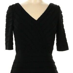 Adrianna Papell Black 3/4 Sleeve Banded Cocktail Dress